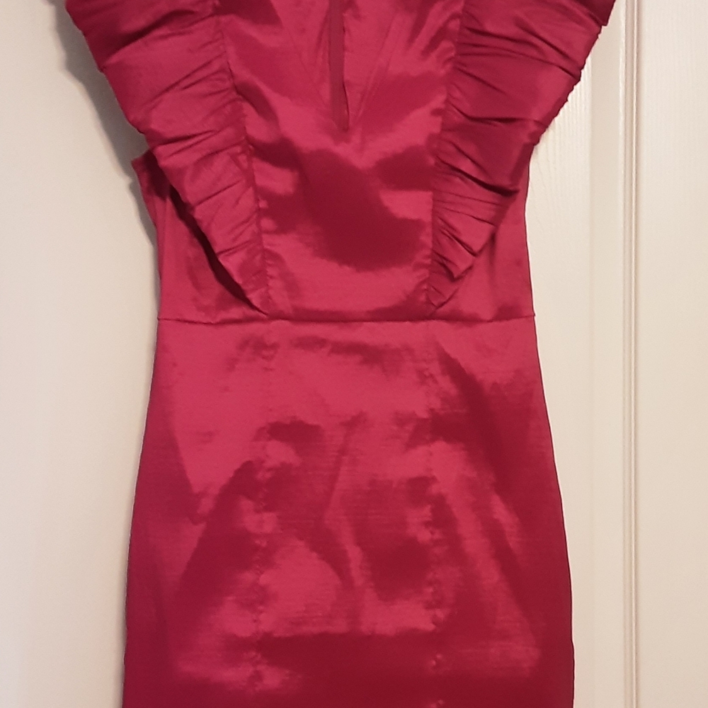 DO+BE Red Ruffle-Detail Mini Dress - Picture 2 of 3